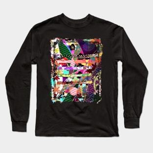 Japanese Floral Pattern Chrysanthemum Cherry Blossom Collage Art 77 Long Sleeve T-Shirt